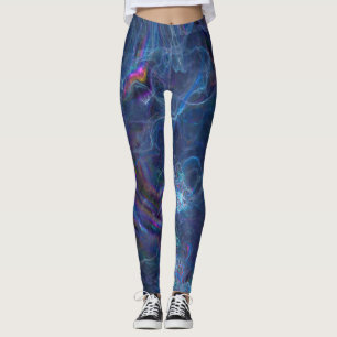 Abstrakt Fractal Nebula och Geometric Morph Leggings