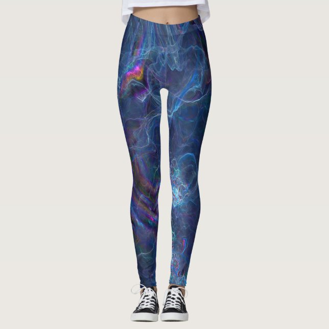 Abstrakt Fractal Nebula och Geometric Morph Leggings (Framsida)