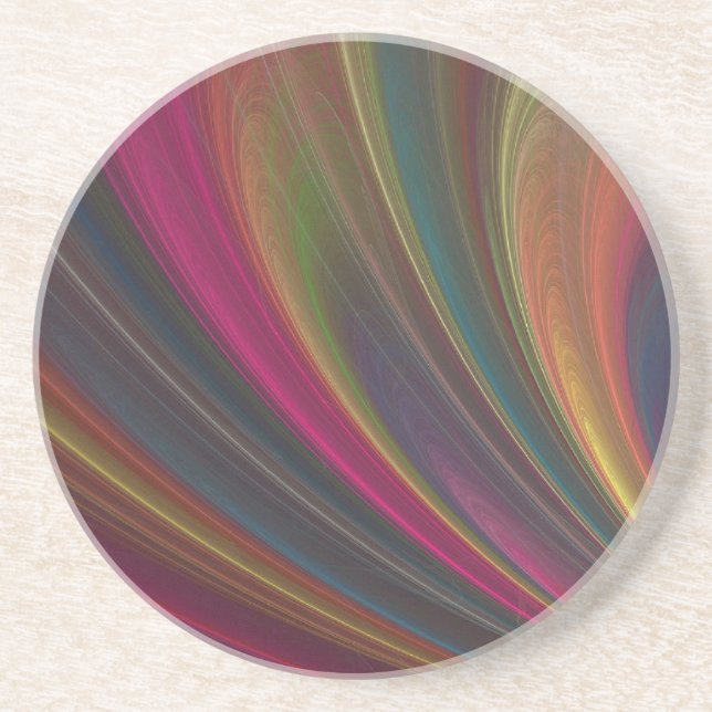 Abstrakt Fractal Rainbow Swirl Sandstone Underlägg (Framsidan)