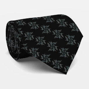 Abstrakt Fractal White Snowflake på Black Necktie Slips