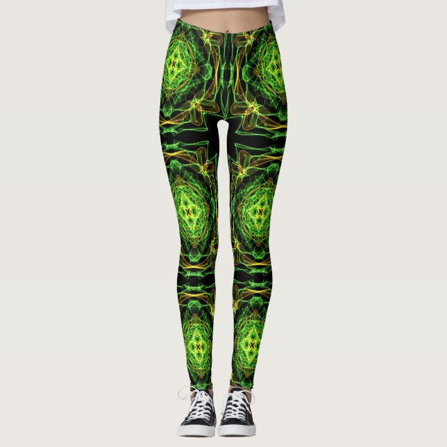 abstrakt fractalmönster leggings (Framsida)