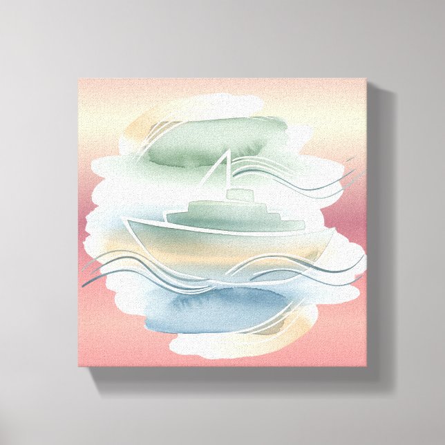 Abstrakt Frakt Canvas - Sandy Beige, Dusty Blue &  (Framsida)
