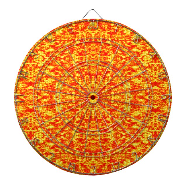 Abstrakt Fraktal i Rött och Orange Darttavla (Framsidan)