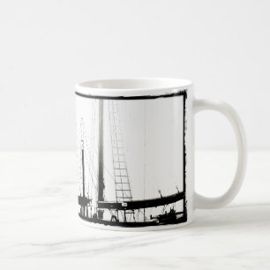 Abstrakt Fraktens Master i Maine Black and White Kaffemugg
