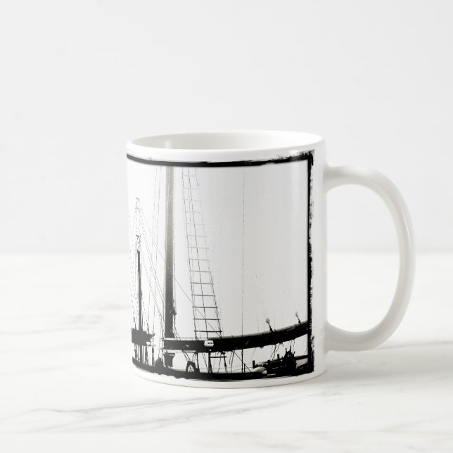 Abstrakt Fraktens Master i Maine Black and White Kaffemugg (Höger)