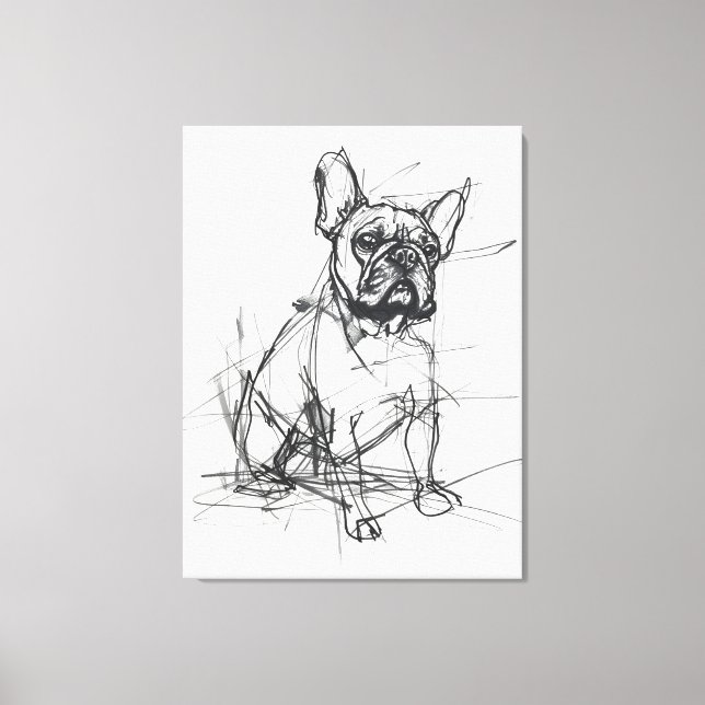 Abstrakt Fransk Bulldog-skiss Canvastryck (Framsida)