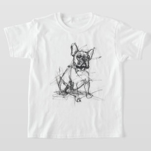 Abstrakt Fransk Bulldog-skiss T Shirt