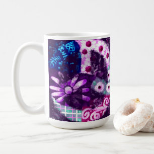 Abstrakt Fredstecken Hippie Art Lila Rosa Blue Kaffemugg