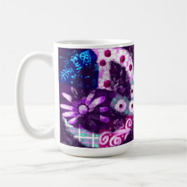 Abstrakt Fredstecken Hippie Art Lila Rosa Blue Kaffemugg