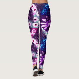 Abstrakt Fredstecken Hippie Art Lila Rosa Blue Leggings