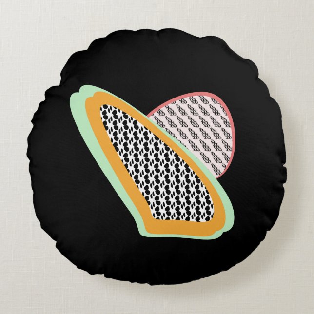 Abstrakt Fruit Papaya DragonFrukt Mönster Rund Kudde (Framsidan)