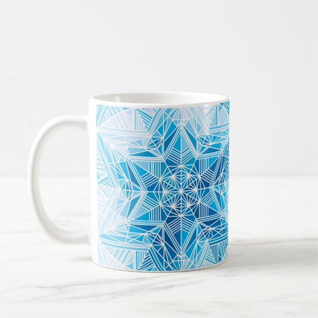 Abstrakt fryst stjärna snöflingor sömlös mönster kaffemugg (Vänster)