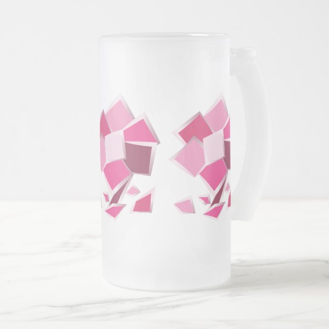 Abstrakt fuchsia-blomma frostat ölglas (Framsida höger)