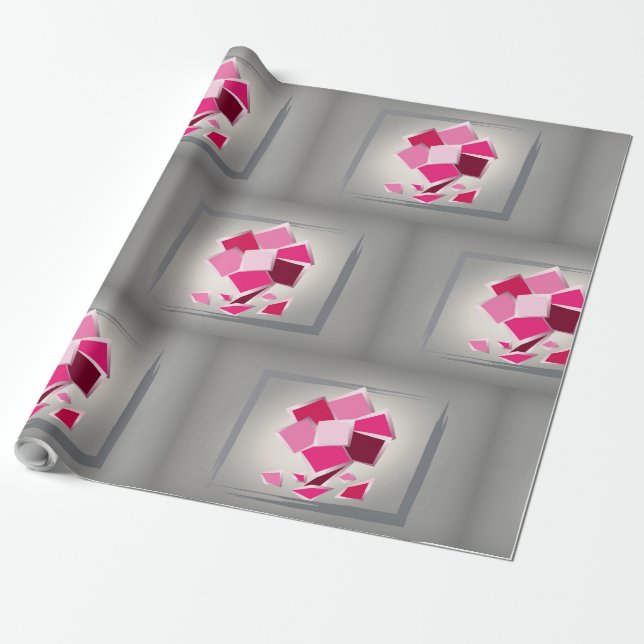 Abstrakt fuchsia-blomma presentpapper (Utrullad)