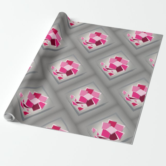 Abstrakt fuchsia-blomma presentpapper (Utrullad)