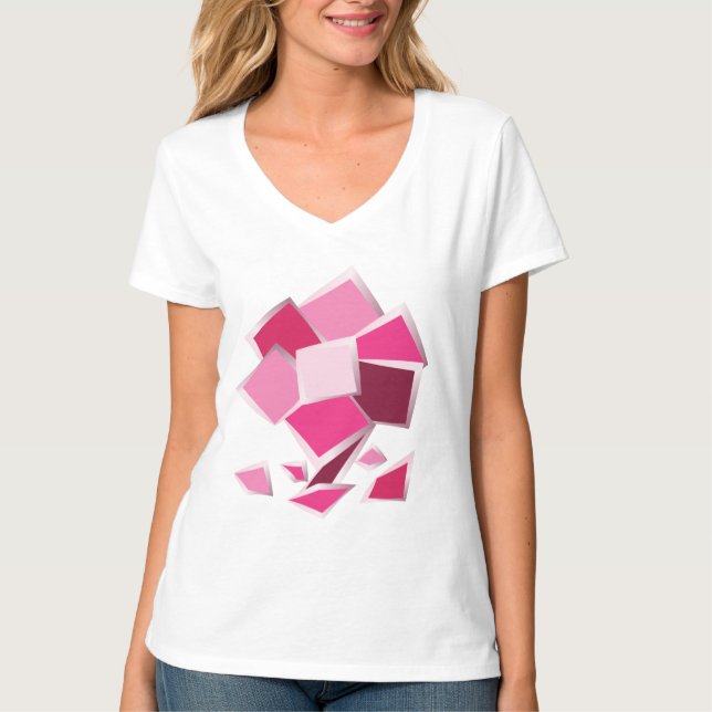Abstrakt fuchsia-blomma t shirt (Framsida)