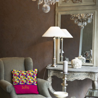 Abstrakt Fuchsia geometric mönster dekorativ kudde