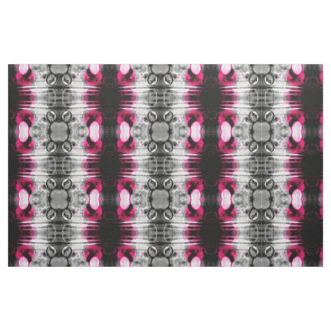 Abstrakt Fuchsia, Grått och svart spannmål Mönster Tyg (Fat Quarter)
