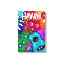 Abstrakt Funky Ukulele Blommigt Tropical Teal Lila