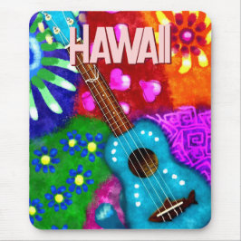Abstrakt Funky Ukulele Blommigt Tropical Teal Lila Musmatta