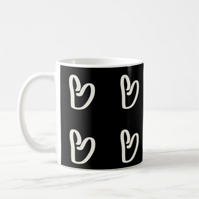 Abstrakt, funky, vitt hjärta kaffemugg (Vänster)