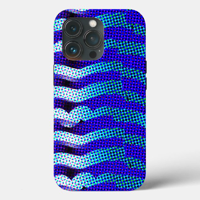 Abstrakt Funky Wave Mönster Colorful Blue-Grönt (Baksida )