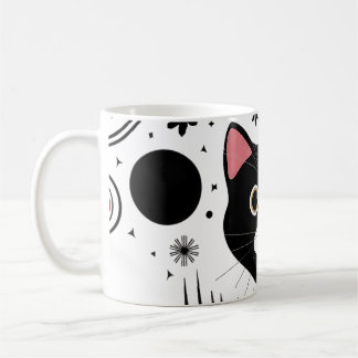 Abstrakt Funny Black Cat Kaffemugg