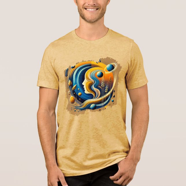 Abstrakt Fusion - Mixed Media Digital Art T-Shirt (Framsida)