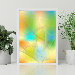 Abstrakt Futuristisk Neon Grön Teal Gul Blandning Poster