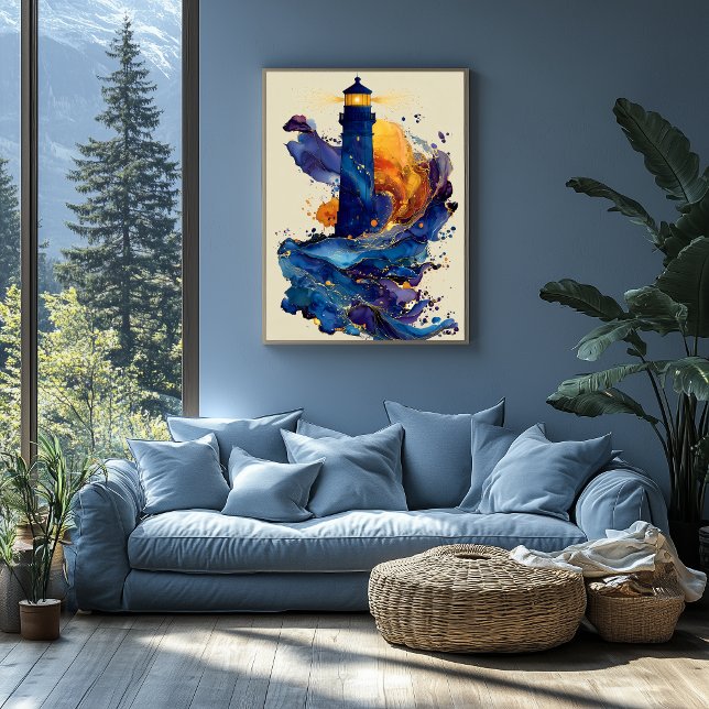 Abstrakt fyr flytande konst kustfärgflöde  poster (Skapare uppladdad)