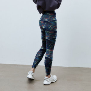 Abstrakt Galaxy Mörk blått Grönt Tie-Dye Mönster Leggings