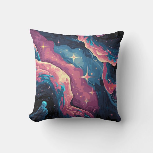 Abstrakt Galaxy Stars och Nebulae Dekorativ kudde (Framsida)
