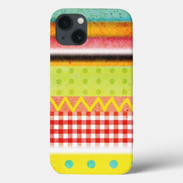 Abstrakt Gamla stilade Gingham Zigzag stripe Polka (Baksida)
