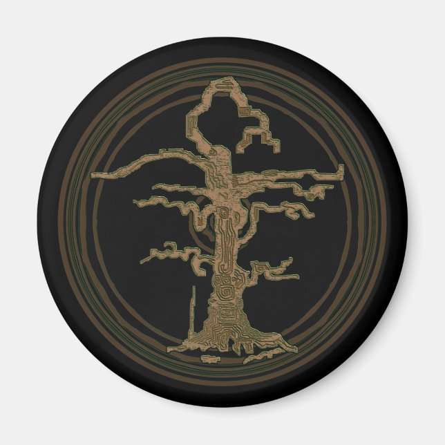 Abstrakt Gammal Wisted Träd Brown Magnet (Framsidan)