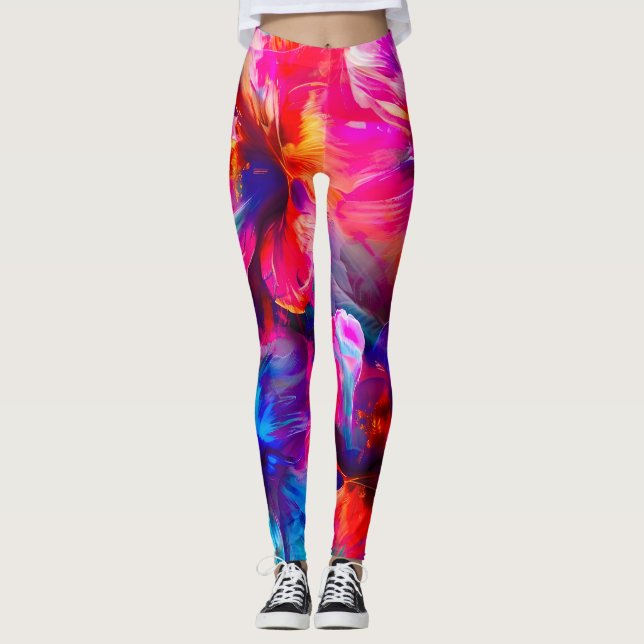 Abstrakt Garden Bloom Leggings (Framsida)
