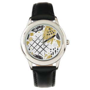 Abstrakt Geo guldsvart 03 Armbandsur