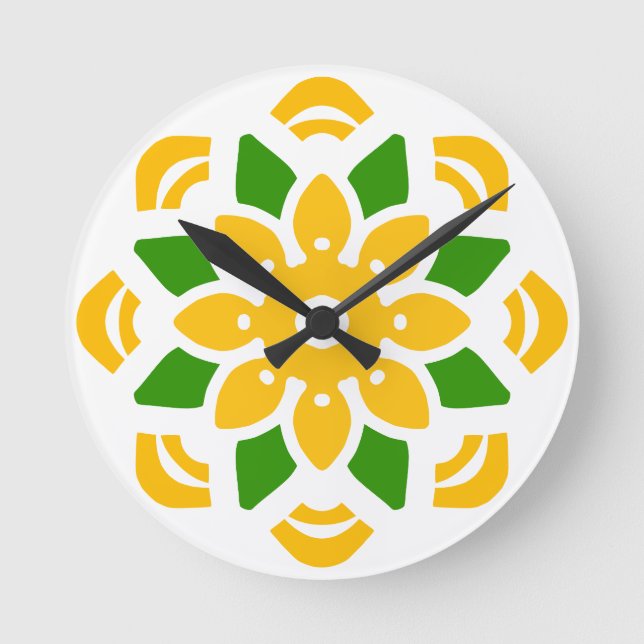 Abstrakt Geo Mandala Flower Rund Klocka (Framsida)