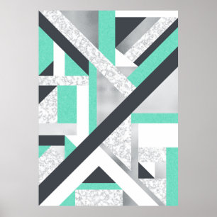 Abstrakt Geo - marmor & Mint Poster