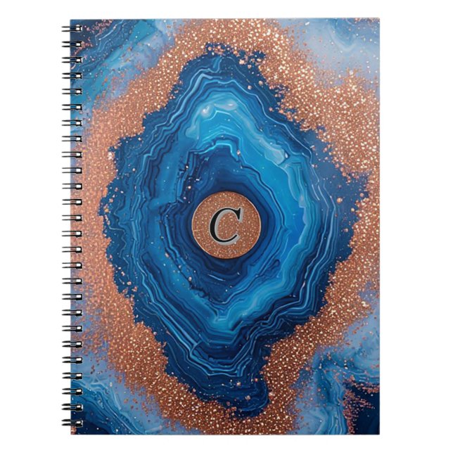 Abstrakt Geode-design Med Roséguldaccent Anteckningsbok (Framsidan)