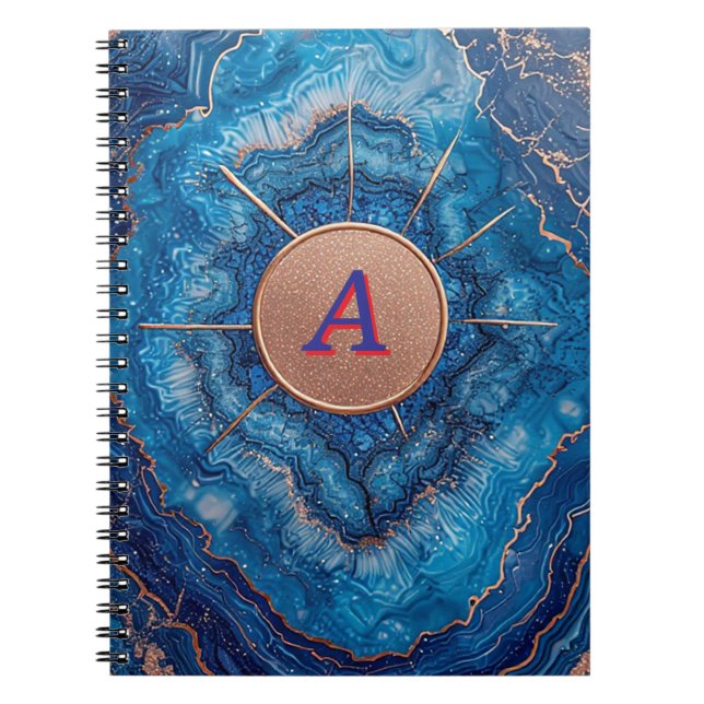 Abstrakt Geode-design med roséguldaccent Anteckningsbok (Framsidan)