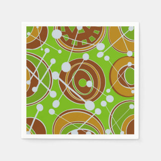 Abstrakt, geoform i brunt, guld och grönt pappersservett