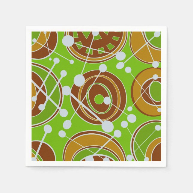 Abstrakt, geoform i brunt, guld och grönt pappersservett (Framsidan)
