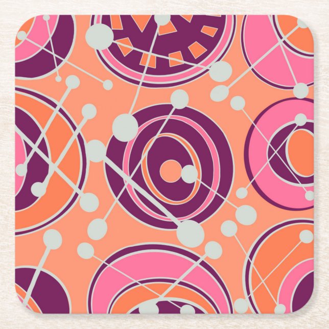 Abstrakt, geoform i persikor, rosa. underlägg papper kvadrat (Framsidan)
