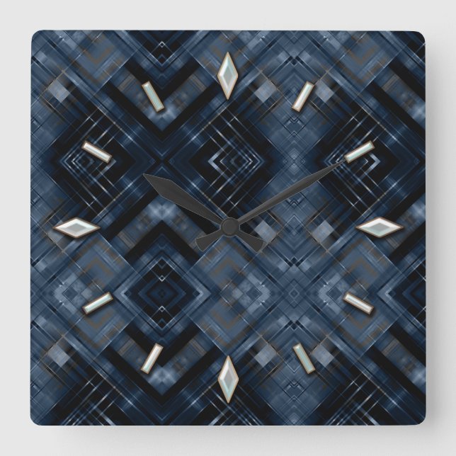Abstrakt, geometri, elegant, färgstark, polygonal fyrkantig klocka (Framsida)