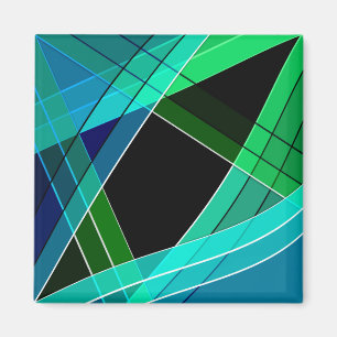 Abstrakt, geometri, grönt, blått, svart magnet