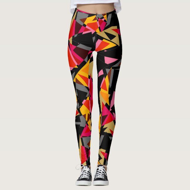 Abstrakt, geometri, trianglar, geometriska former  leggings (Framsida)