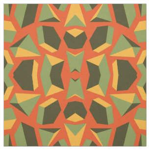Abstrakt Geometric 3-D Orange Grönt Modern Tyg