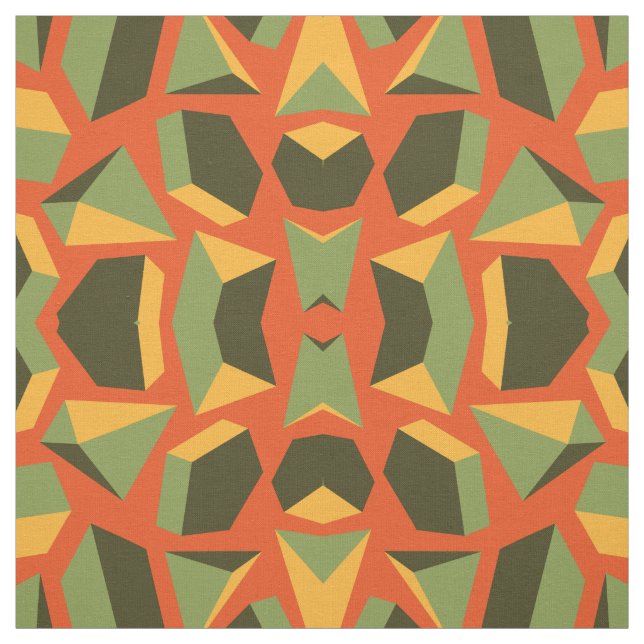 Abstrakt Geometric 3-D Orange Grönt Modern Tyg (Provkarta)