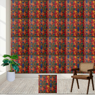 Abstrakt Geometric African Mönster Tile Kakelplatta