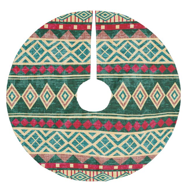 Abstrakt Geometric African Stil Mönster Julgransmatta Borstad Polyester (Framsidan)